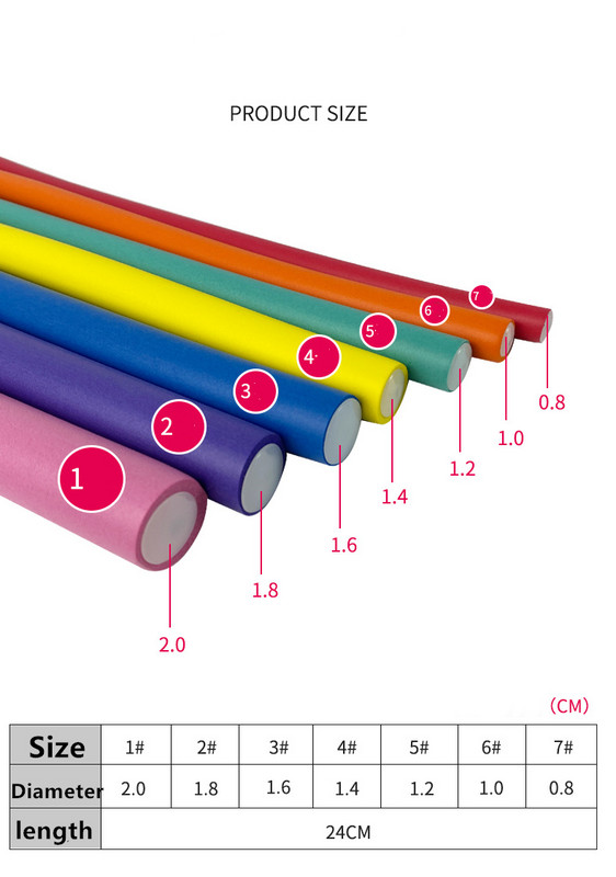 10 komada Fleksibilne šipke za uvijanje kose Fleksibilne šipke Uvijači za kosu Set bez zagrijavanja Uvijači za kosu Mekana pjena za kratku, srednju i dugu kosu