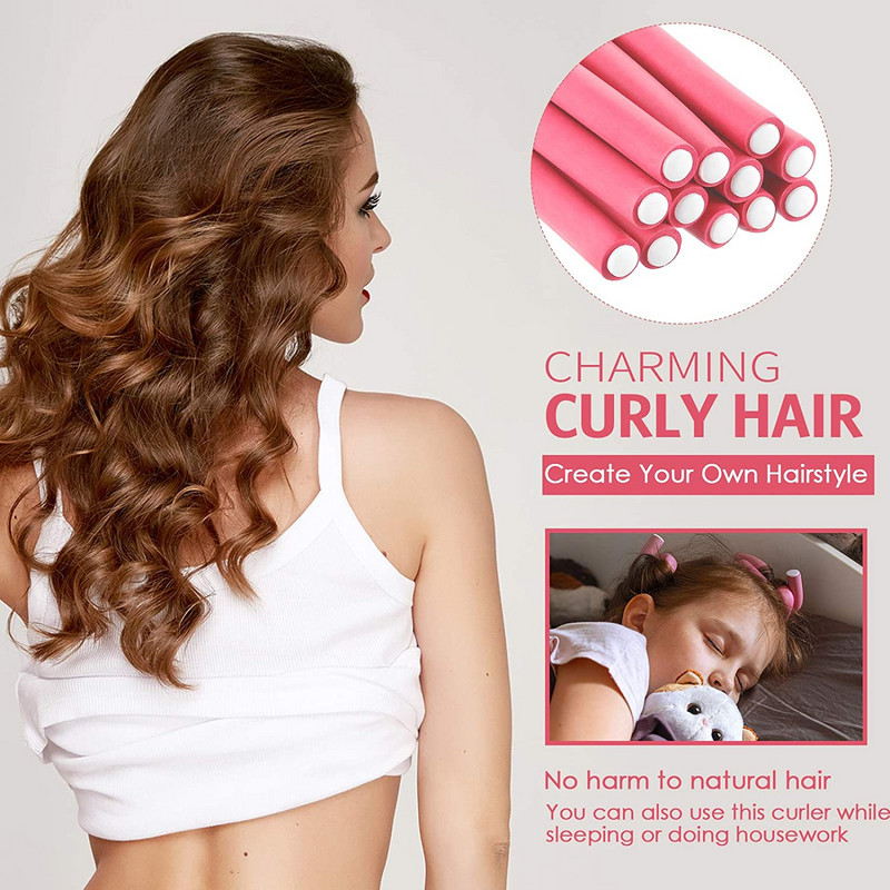 10 komada Fleksibilne šipke za uvijanje kose Fleksibilne šipke Uvijači za kosu Set bez zagrijavanja Uvijači za kosu Mekana pjena za kratku, srednju i dugu kosu