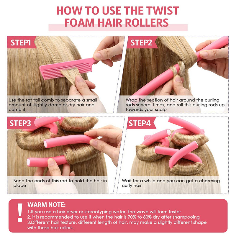 10 komada Fleksibilne šipke za uvijanje kose Fleksibilne šipke Uvijači za kosu Set bez zagrijavanja Uvijači za kosu Mekana pjena za kratku, srednju i dugu kosu