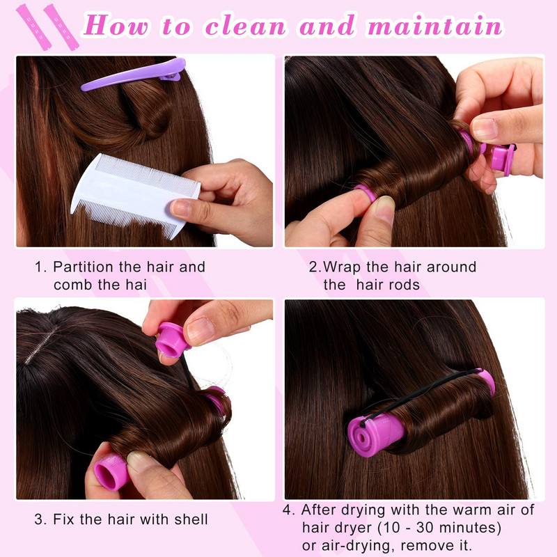 Šipke za trajnu kosu i 50 komada uvijača za kosu u 5 veličina s uvijačima za kosu s hladnim valovima kose za žene duge kratke kose（s vrećicom）