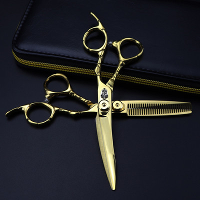 Professionaalne jp 440c teras 6`` kumerad kuldsed juuksekäärid lõikamine juuksuri tööriistad juukselõikus harvenduskäärid juuksuri käärid