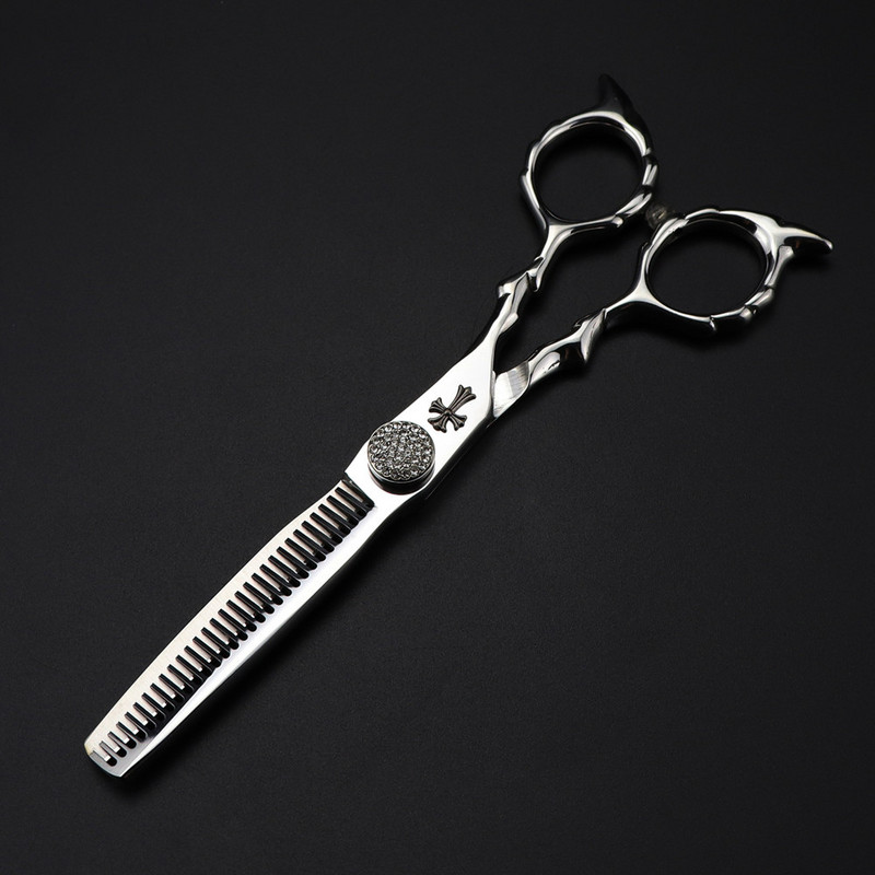 Foarfecă profesională Japonia 440c 6 '' încrucișată cu pietre prețioase Foarfece pentru păr tuns frizer tunsoare pentru subțiere foarfece pentru coafor