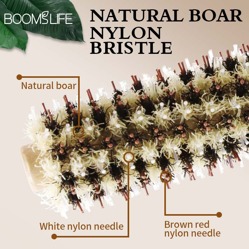 Natūralus šerno šerelių sukamasis šepetys Kirpėjas plaukų volelis Medinis plaukų šepetys apvalios vamzdinės plaukų šukos moterims garbanotiems plaukams kirpyklos