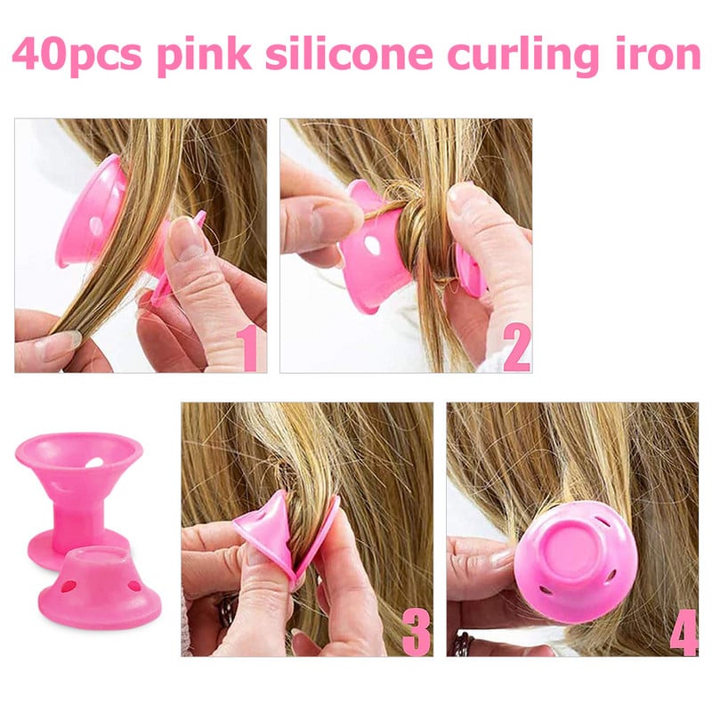 40 komada Gljivasti uvijači Silikonski valjci za njegu kose za uvijače Sleeping Twist Oblikovanje kose DIY Alati Uređaj za oblikovanje kose