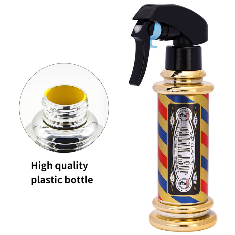 Barbertop 200ml Purškiamas butelis salonas Kirpėjas aukšto slėgio vandens skardinė Kirpykla Retro smulkios dulksnos alkoholio dezinfekavimo purkštuvas