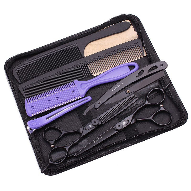 Kirpyklų žirklės Profesionalios Purple Dragon 5,5" 6" Japan 440C Plaukų kirpimo žirklės Kirpyklų Retinimo Žirklės Z9015