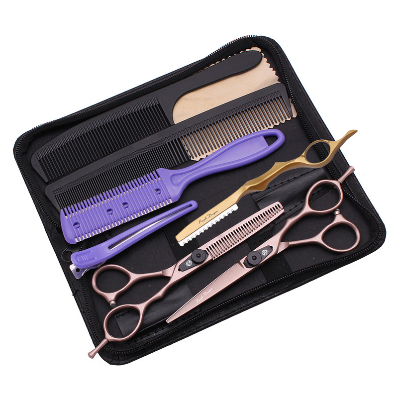 Kirpyklų žirklės Profesionalios Purple Dragon 5,5" 6" Japan 440C Plaukų kirpimo žirklės Kirpyklų Retinimo Žirklės Z9015