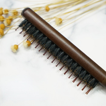Нов салонен гребен Четка за дразнене на косата Гребен отзад с дървена дръжка Естествен косъм от глиган