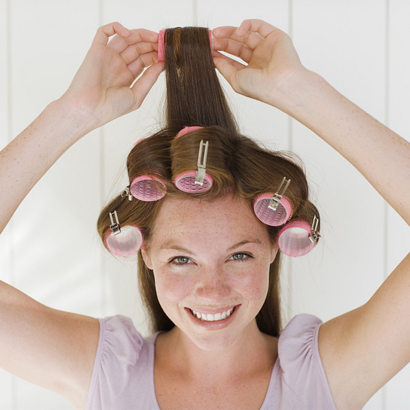 6gab Frizieru plastmasas matu ruļļi Bangs Roll Pašlīmējošs mājas lietošanai DIY matu veidošanas rullīši Ruļļi meitenēm skaistumkopšanas instrumenti