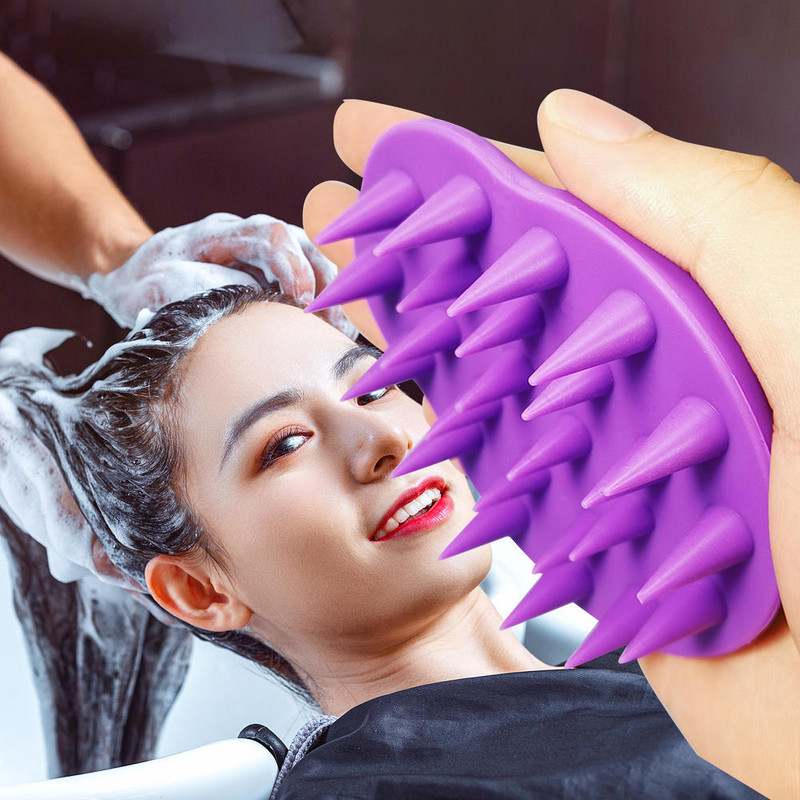 Galvos odos šampūno šepetėlis Minkšti lankstūs silikoniniai šereliai plaukų priežiūrai, galvos atpalaidavimas Ergonomiškas galvos odos šveitiklis pleiskanų plaukų augimui
