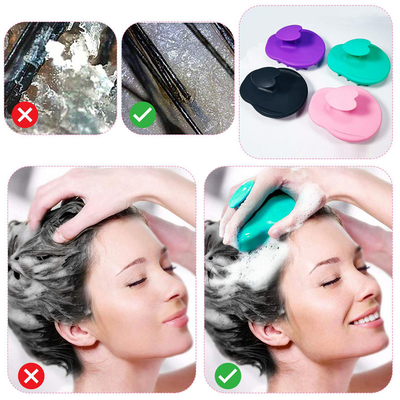 Galvos odos šampūno šepetėlis Minkšti lankstūs silikoniniai šereliai plaukų priežiūrai, galvos atpalaidavimas Ergonomiškas galvos odos šveitiklis pleiskanų plaukų augimui