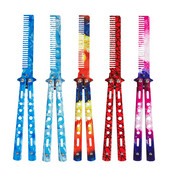 Drugelio peiliai nuobodu peiliu sulankstomos šukos Spalvotos 3D drugelio šukos Plaukų priedai Plaukų šepečiai Profesionalūs kirpėjo aksesuarai