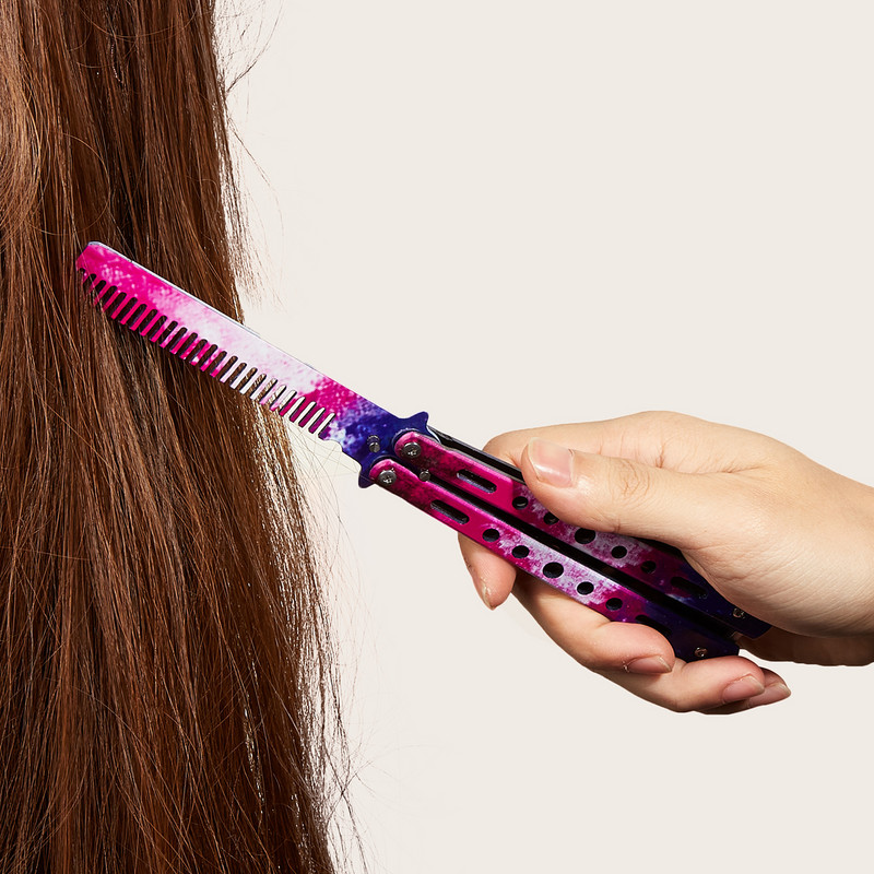 Drugelio peiliai nuobodu peiliu sulankstomos šukos Spalvotos 3D drugelio šukos Plaukų priedai Plaukų šepečiai Profesionalūs kirpėjo aksesuarai