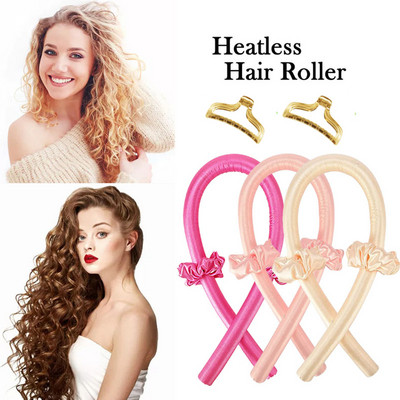 Heatless Curling Rod Headband No Heat Silk Curls Ribbon Hair Rollers Sleeping Soft Lazy Hair Curlers Foam Rod Hair Styling Tools