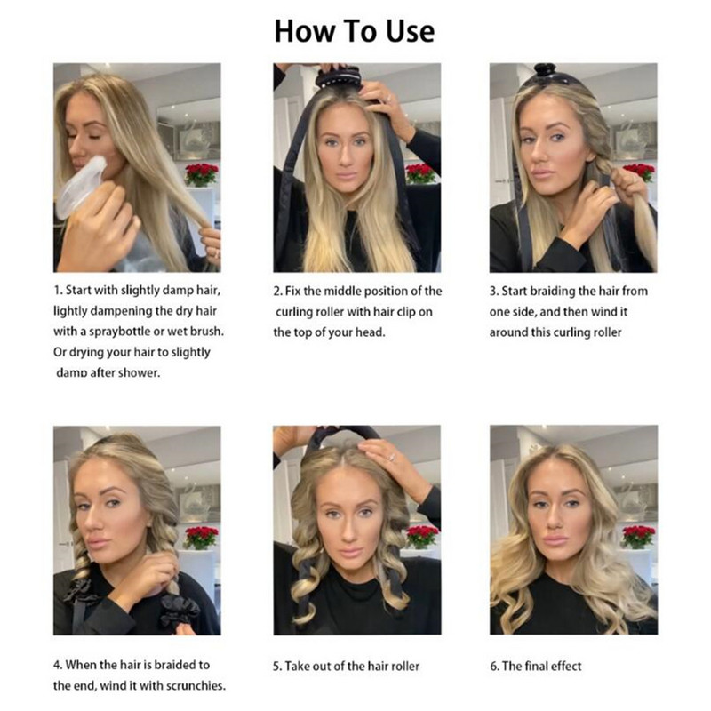 Heatless μπούκλες κεφαλόδεσμος No Heat Silk μπούκλες Κορδέλα κύλινδροι μαλλιών Sleeping Soft Lazy Hair curlers Rod Hair Styling Tools