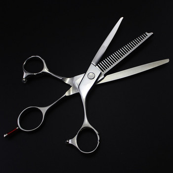 професионална Япония 440c 6 инча 2 в 1 подстригване + изтъняване ножици за коса с много остриета ножици за рязане фризьорски ножици