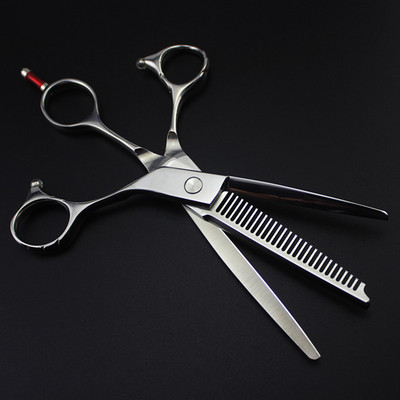 професионална Япония 440c 6 инча 2 в 1 подстригване + изтъняване ножици за коса с много остриета ножици за рязане фризьорски ножици
