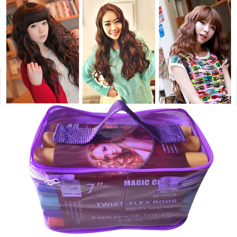 42gab. Elastīgi rullīšu cilindru putu matu lokošanas rīki Sieviešu meiteņu portatīvie matu ruļļi putu rullīši DIY matu veidošanas rīki