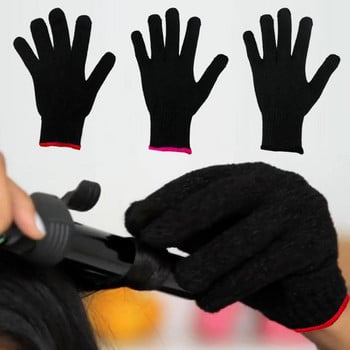 1 бр. Професионална топлоустойчива ръкавица Инструмент за оформяне на коса за къдрене Права ютия Черна топлинна ръкавица за маша