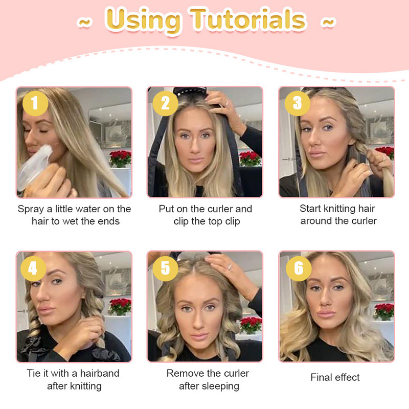 DIY Heatless kērlinga stieņa galvas saite Lazy Curler zīda kērlinga lente mati Padariet matus cirtainus miega mīksta galvas saite Matu ruļļi
