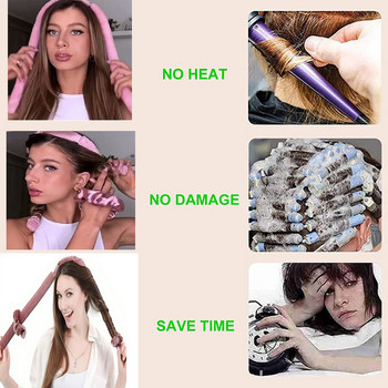 Αθερμές μπούκλες μαλλιών No Heat Curling Rod Σφουγγάρι Headband Lazy Curler Velvet Soft Curler Long κοντά μαλλιά Προϊόντα styling