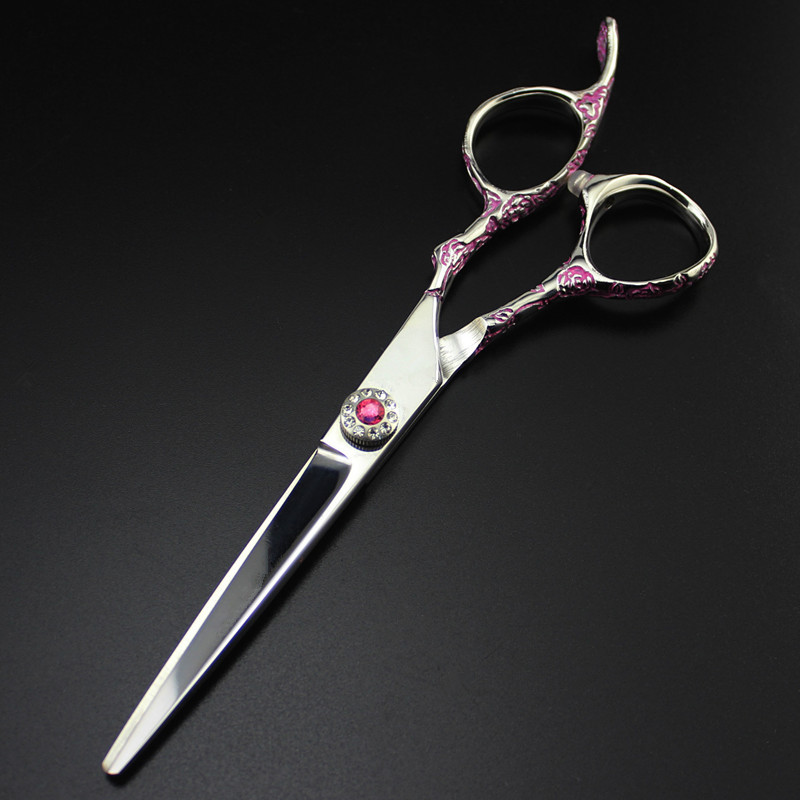 Professzionális japán 440c Pink Plum 6 hüvelykes hajolló vágás fodrász makas vágás fodrászat ritkító olló fodrász olló