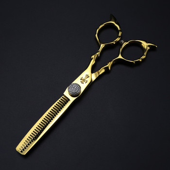 Професионална Япония 440c 6\'\' Cross gem scissor Златни ножици за подстригване фризьорски фризьорски фризьорски ножици фризьорски ножици