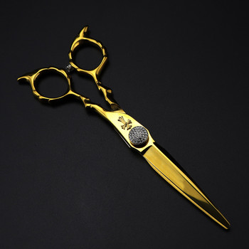Професионална Япония 440c 6\'\' Cross gem scissor Златни ножици за подстригване фризьорски фризьорски фризьорски ножици фризьорски ножици