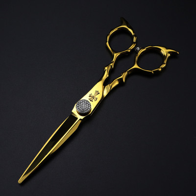Professional Japan 440c 6 `` Cross gem scissor Gold hair scissors cutting barber haircut thinning shears hairdresser scissors