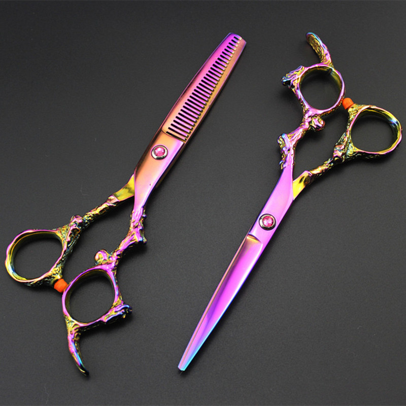 Profesionalios 6 colių japan 440c DRAGON kirpimo plaukų žirklės kirpimo žirklės salono retinimo žirklės kirpėjos makas kirpyklų žirklės