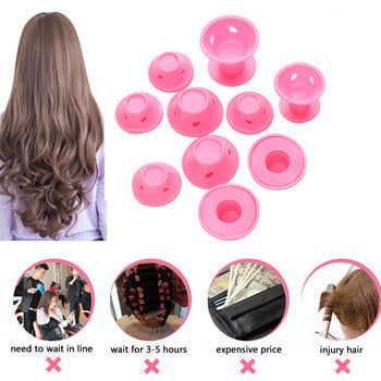 No Heat Soft Rubber Silicone Magic Hair Care Rollers Natural Big Wave Curls Rollers Curling Εργαλείο styling για γυναικεία μαλλιά ομορφιάς