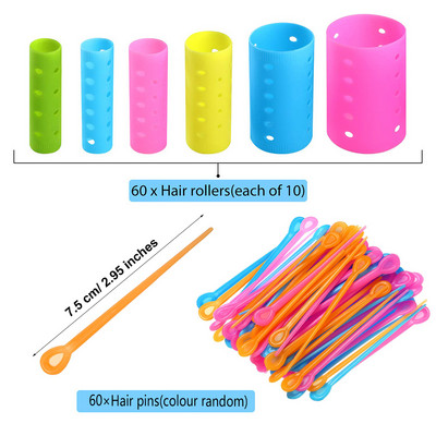 120 vienetų plaukų suktukų volelių rinkinys sujungiami voleliai 6 dydžių voleliai apima 60 kaiščių nuo mažo iki didelio garbanojimo formavimo įrankio