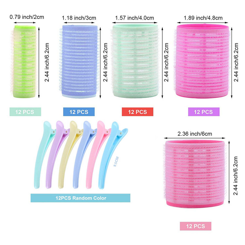 30/48Gb Jumbo matu rullīšu komplekts Self Grip Magic matu ruļļi ar duckbill klipiem Frizieru bezkarsuma loku stieņu veidošanas rīki