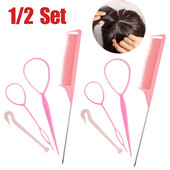 8/4db/készlet French Braid Tool Loop elasztikus hajpántok eltávolító vágó patkány farok fésű fém tűs farok fonó fésűk hajformázáshoz