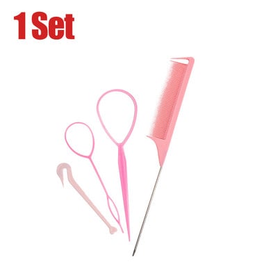 8/4db/készlet French Braid Tool Loop elasztikus hajpántok eltávolító vágó patkány farok fésű fém tűs farok fonó fésűk hajformázáshoz