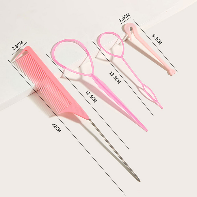 8/4db/készlet French Braid Tool Loop elasztikus hajpántok eltávolító vágó patkány farok fésű fém tűs farok fonó fésűk hajformázáshoz