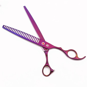 Purple Dragon 8\'\' Dog Grooming Scissors Japan 440C Dog Chunker Scissors Animal Thinning Shears Red Diamond Shark Teeth Z3005