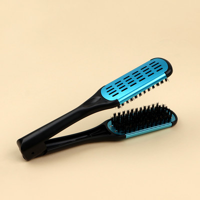 Pro Hairdressing Hajegyenesítő Nylon Hajkiegyenesítő Dupla kefe V alakú Fésűs bilincs Nem bánt Styling Eszközök Barkács Kezdőlap
