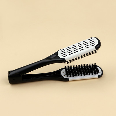 Pro Hairdressing Hajegyenesítő Nylon Hajkiegyenesítő Dupla kefe V alakú Fésűs bilincs Nem bánt Styling Eszközök Barkács Kezdőlap