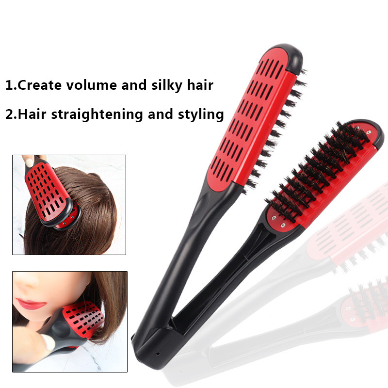 Pro Hairdressing Hajegyenesítő Nylon Hajkiegyenesítő Dupla kefe V alakú Fésűs bilincs Nem bánt Styling Eszközök Barkács Kezdőlap