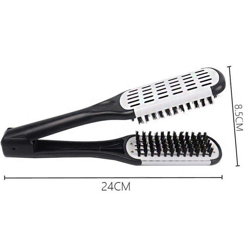 Pro Hairdressing Hajegyenesítő Nylon Hajkiegyenesítő Dupla kefe V alakú Fésűs bilincs Nem bánt Styling Eszközök Barkács Kezdőlap