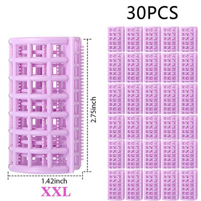 Plastični valjci za kosu od 30 komada, uvijači, valjci na kopču, samohvatajući valjci za DIY frizerski frizerski salon, frizerski brijač, 5 veličina