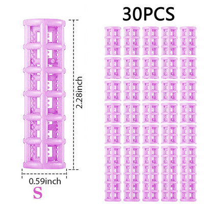 Plastični valjci za kosu od 30 komada, uvijači, valjci na kopču, samohvatajući valjci za DIY frizerski frizerski salon, frizerski brijač, 5 veličina