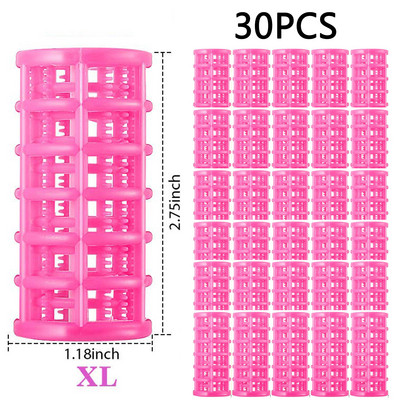 Plastični valjci za kosu od 30 komada, uvijači, valjci na kopču, samohvatajući valjci za DIY frizerski frizerski salon, frizerski brijač, 5 veličina