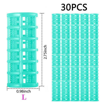 Plastični valjci za kosu od 30 komada, uvijači, valjci na kopču, samohvatajući valjci za DIY frizerski frizerski salon, frizerski brijač, 5 veličina