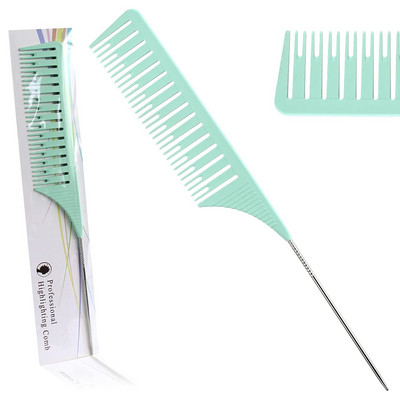 Profesionalni češalj za kosu, rep, salonski češalj za oblikovanje, šiljci od nehrđajućeg čelika, šiljati plastični češalj za skupljanje kose