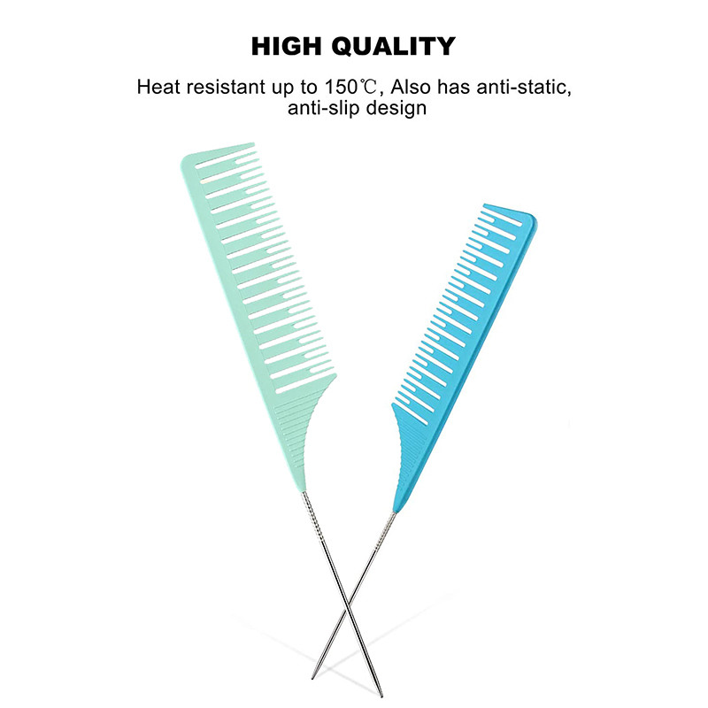 Profesionalni češalj za kosu, rep, salonski češalj za oblikovanje, šiljci od nehrđajućeg čelika, šiljati plastični češalj za skupljanje kose
