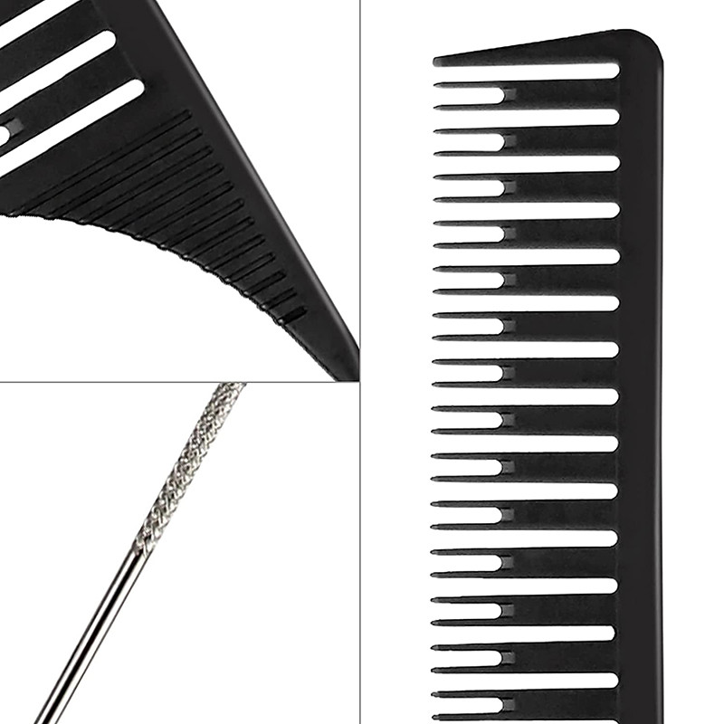 Profesionalni češalj za kosu, rep, salonski češalj za oblikovanje, šiljci od nehrđajućeg čelika, šiljati plastični češalj za skupljanje kose