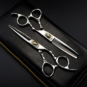 Personalizați logo-ul jp 440c oțel foarfecă de 6 inchi Foarfece de păr de lup unelte de frizer pentru tunsoare foarfece de subțiere foarfece de coafură