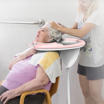Надуваема мивка с тръба, преносима купа за шампоан, изплакване без разливане, мобилна мивка за измиване на коса за лежащо инвалиди